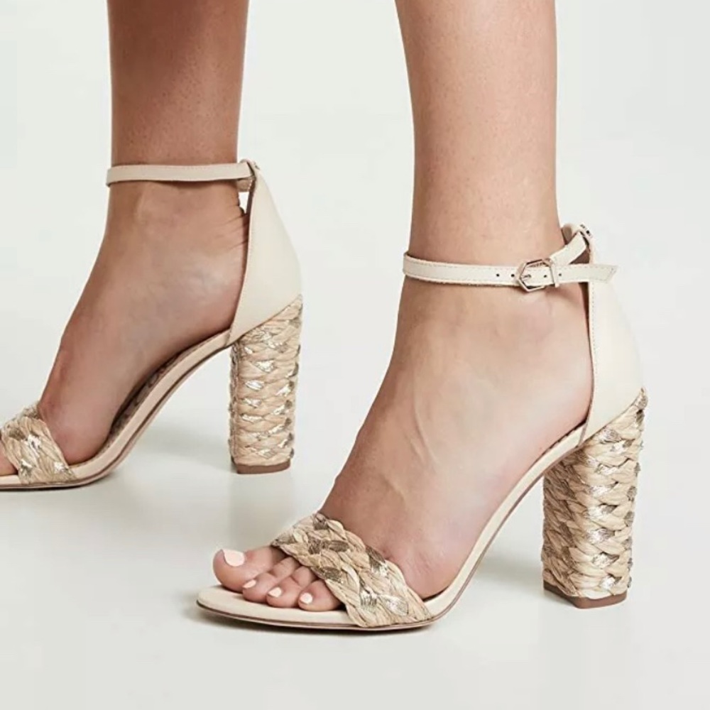 Sam Edelman Yoana Woven Trim Sand & Silver Sandal
